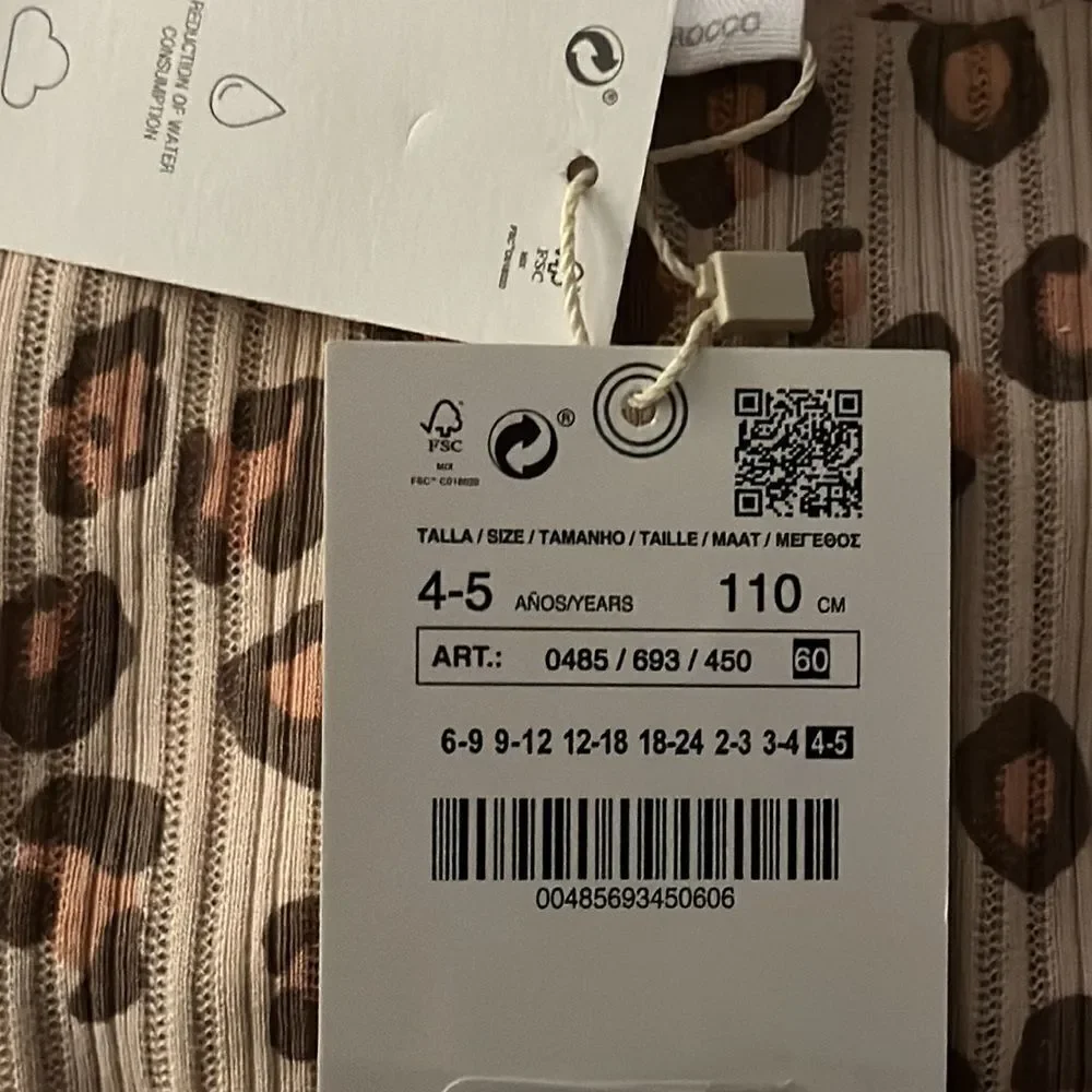 ZARA Kids Leopard Print Ribbed Long Sleeve Top NWT